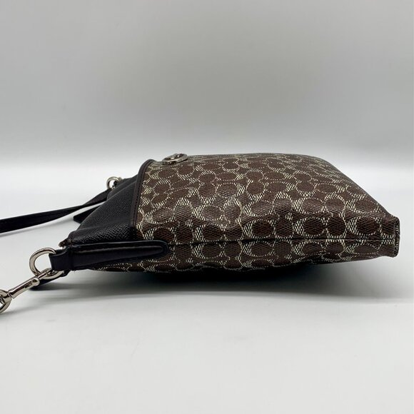 Coach Signature NS Brown Coated Canvas Swingpack Crossbody Bag F1405-52400 - Picture 4 of 12